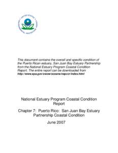 National Estuary Program Coastal Condition Report, NEP CCR - Chapter 7, Puerto Rico,San Juan Bay