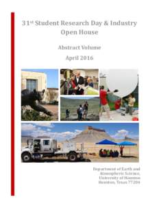 31st Student Research Day & Industry Open House Abstract Volume AprilDepartment of Earth and