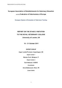 FINAL REPORT AS ACCEPTED BY ECOVE  European Association of Establishments for Veterinary Education and the Federation  of Veterinarians of Europe