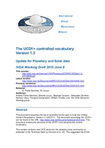 International Virtual Observatory Alliance  The UCD1+ controlled vocabulary
