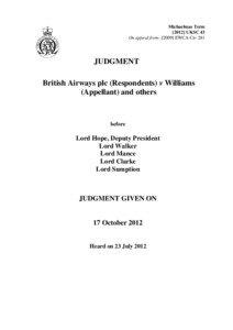 British Airways plc (Respondents) v Williams (Appellant) and others