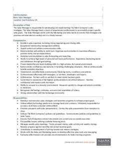 Microsoft Word - The Mark Company Job Description - Sales Manager - San Francisco