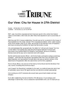 !  Our View: Chu for House in 27th District
