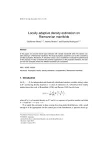 idescat. SORT. Locally adaptive density estimation on Riemannian manifolds. Volume 37 (2)