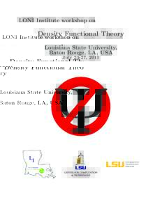 LONI Institute workshop on  Density Functional Theory Louisiana State University, Baton Rouge, LA, USA July 23-27, 2011