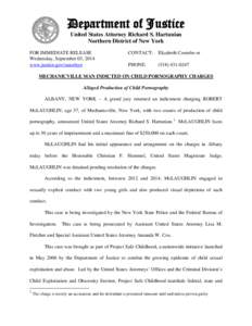 Department of Justice United States Attorney Richard S. Hartunian Northern District of New York FOR IMMEDIATE RELEASE Wednesday, September 03, 2014 www.justice.gov/usao/nyn