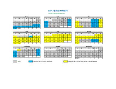 2014 Aquatics Schedule Central Broward Regional Park March April