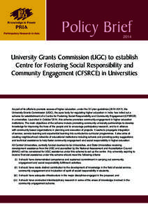 Participatory Research in Asia  Policy BriefUniversity Grants Commission (UGC) to establish