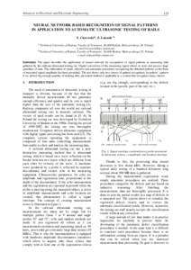 Advances in Electrical and Electronic Engineering  124 NEURAL NETWORK BASED RECOGNITION OF SIGNAL PATTERNS IN APPLICATION TO AUTOMATIC ULTRASONIC TESTING OF RAILS