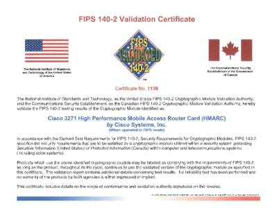 FIPS[removed]Validation Certificate No. 1139