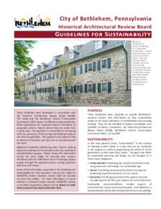 City of Bethlehem, Pennsylvania Historical Architectural Review Board Guidelines for Sustainability  Many of