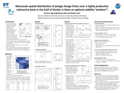 Mesoscale spatial distribution of pelagic forage fishes over a highly productive submarine bank in the Gulf of Alaska: is there an optimal stability ‘window’? Lei 1 Guo