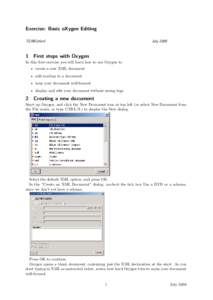 Exercise: Basic oXygen Editing TEI@Oxford 1  July 2009
