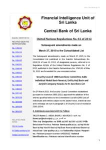 http://fiusrilanka.gov.lk  Financial Intelligence Unit of Sri Lanka Central Bank of Sri Lanka Email No. UNSCR1267/40