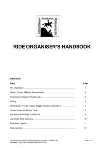 RIDE  ORGANISER’S  HANDBOOK  CONTENTS Topic  Page