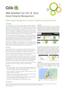 Qlik Solution for Oil & Gas Asset Integrity Management Asset Integrity Management to improve reliability & component uptime Challenge The efficient operation of a large Oil & Gas enterprise requires investment in special