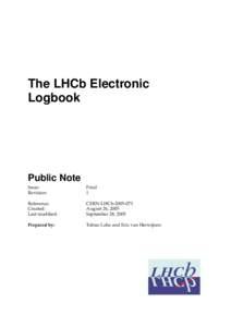 The LHCb Electronic Logbook Public Note Issue: Revision:
