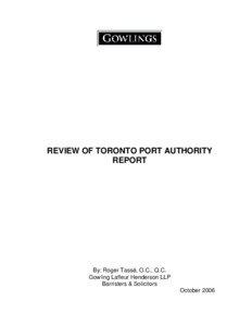 REVIEW OF TORONTO PORT AUTHORITY REPORT
