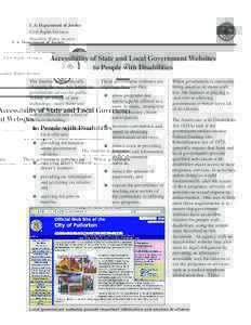 U.S. Department of Justice Civil Rights Division Disability Rights Section Accessibility of State and Local Government Websites to People with Disabilities