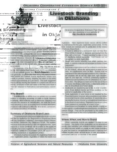 Oklahoma Cooperative Extension Service  ANSI-3255 Livestock Branding in Oklahoma