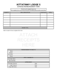 KITTATINNY LODGE 5 EXPENSE REIMBURSEMENT FORM This form is for budgeted items only Non-budgeted items must receive Executive Committee approval before expenditure QUANTITY