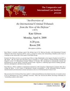 The Comparative and International Law Institute presents “An Overview of the International Criminal Tribunals