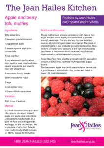The Jean Hailes Kitchen Apple and berry tofu muffins Recipes by Jean Hailes naturopath Sandra Villella