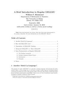 A Brief Introduction to Regular GELLMU William F. Hammond Department of Mathematics & Statistics The University at Albany Albany, NY 12222, USA September 2000