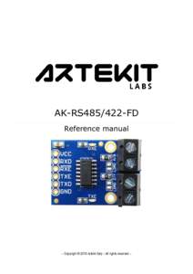 AK-RS485/422-FD Reference manual – Copyright © 2016 Artekit Italy – All rights reserved –  AK-RS485/422-FD - Reference manual