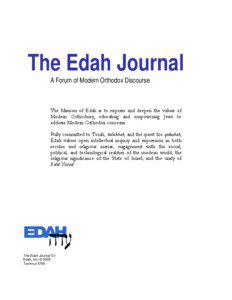 The Edah Journal A Forum of Modern Orthodox Discourse