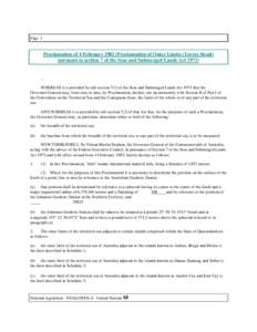 Page 1  Proclamation of 4 February[removed]Proclamation of Outer Limits (Torres Strait) pursuant to section 7 of the Seas and Submerged Lands Act 1973)  ...