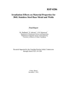 RSP[removed]Irradiation Effects on Material Properties for 304L