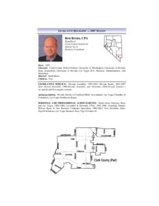 LEGISLATIVE BIOGRAPHY — 2007 SESSION  BOB BEERS, CPA Republican Clark County Senatorial District No. 6