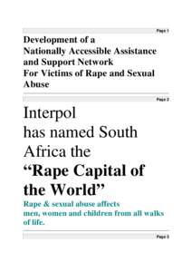 Page 1  Development of a Nationally Accessible Assistance and Support Network For Victims of Rape and Sexual