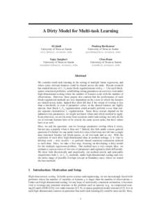 A Dirty Model for Multi-task Learning  Ali Jalali University of Texas at Austin [removed]