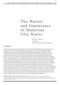 The Nature and Importance of Sumerian City States  73 The Nature and Importance