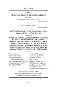 NoIn The Supreme Court of the United States UnITed STaTeS of amerIca, et al., Petitioners,