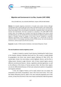 Journal of Identity and Migration Studies Volume 4, number 1, 2010 Migration and Environment in Los Ríos, Ecuador) Óscar ÁLVAREZ GILA, Ana UGALDE ZARATIEGUI, Virginia LÓPEZ DE MATURANA