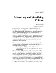 CHAPTER XX  Measuring and Identifying Culture Michael D. Young Social Science Automation