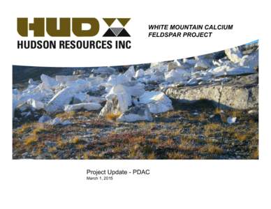 WHITE MOUNTAIN CALCIUM FELDSPAR PROJECT Project Update - PDAC March 1, 2015
