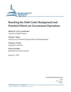 Reaching the Debt Limit: Background and Potential Effects on Government Operations