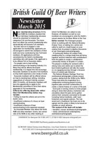 British Guild Of Beer Writers Newsletter March 2015 N