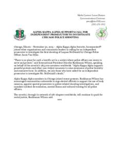 Media Contact: Leona Dotson Communications ChairmanALPHA KAPPA ALPHA SUPPORTS CALL FOR INDEPENDENT PROSECUTOR TO INVESTIGATE
