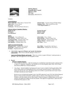 Meeting Minutes Nisqually River Council March 13, 2015 NW Trek Information: 