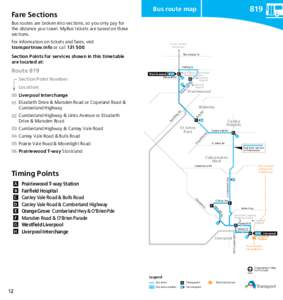Fare Sections  819 Bus route map