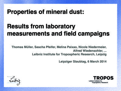 Properties of mineral dust:     Results from laboratory measurements and field campaigns    