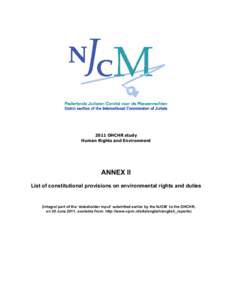 2011 OHCHR study Human Rights and Environment ANNEX II List of constitutional provisions on environmental rights and duties