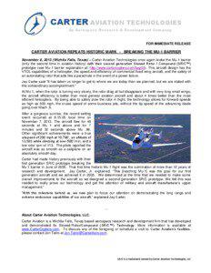 CARTER AVIATION TECHNOLOGIES An Aerospace Research & Development Company