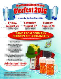 Hartford Sängerbund  Bierfest 2016 Under the Big Tent SinceFriday,