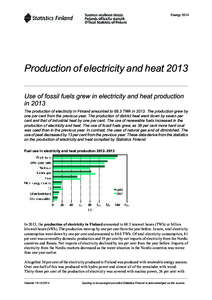 Energy[removed]Production of electricity and heat 2013 Use of fossil fuels grew in electricity and heat production in 2013 The production of electricity in Finland amounted to 68.3 TWh in[removed]The production grew by